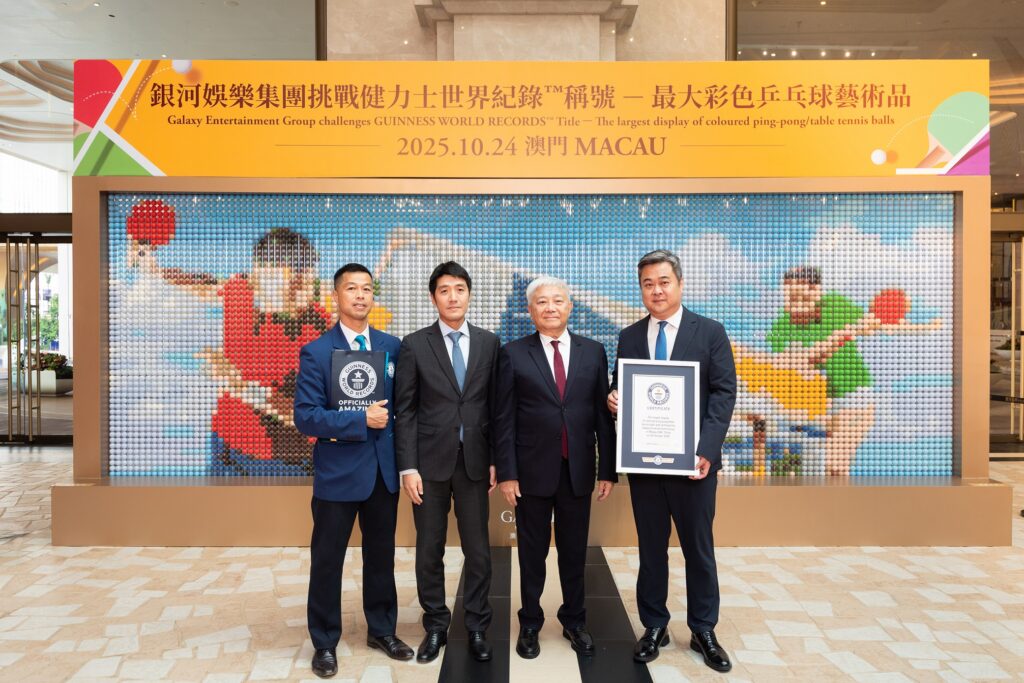 Galaxy Entertainment Group Achieves The GUINNESS WORLD RECORDS™ Title of The largest display of coloured ping-Pong/table tennis balls