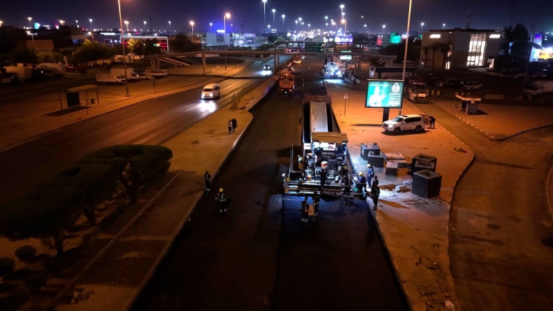 Major road maintenance underway on Fourth Ring Road opposite Shuwaikh